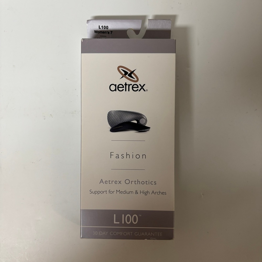 Aetrex L100 Fashion Orthotics Womens 7 Medium High Arch Support Insoles Black